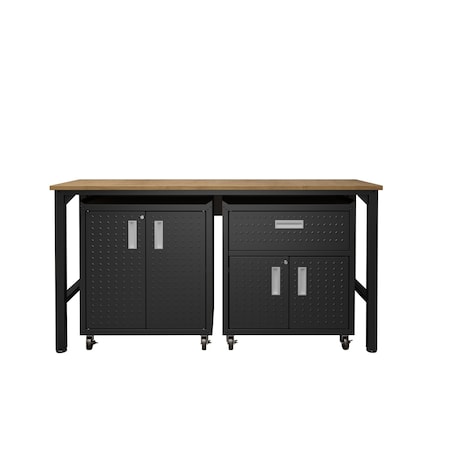 Manhattan Comfort 3-Piece Fortress Mobile Space-Saving Garage Cabinet and Worktable 2.0 15GMC-CH